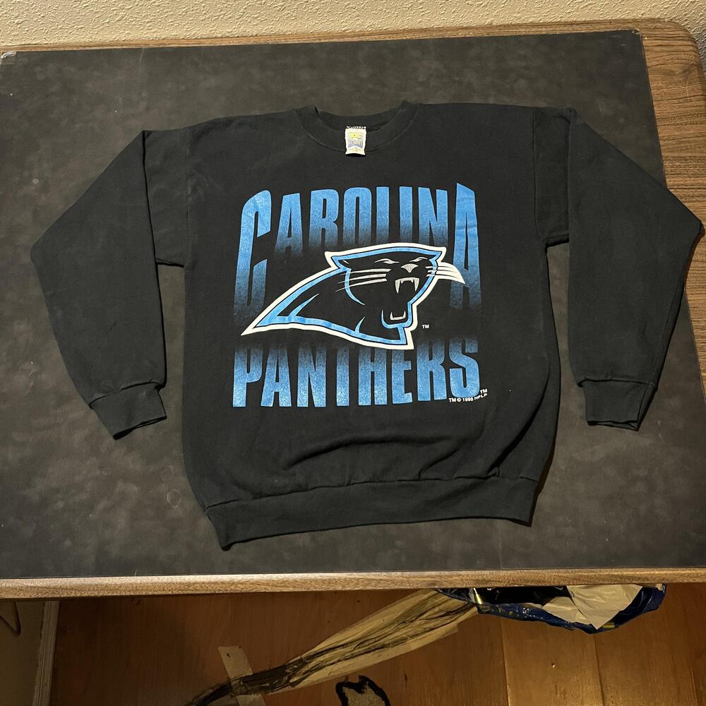 Vintage Carolina Panthers Sweatshirt Mens Large Black NFL Football Crewneck 90s